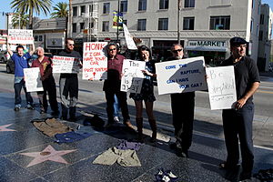 English: Skeptics descend on Hollywood Blvd Ma...
