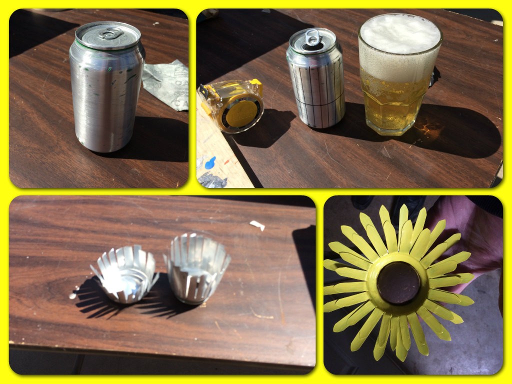 Making a... er... beercan sunflower? Yeah, I'll call it that. 5
